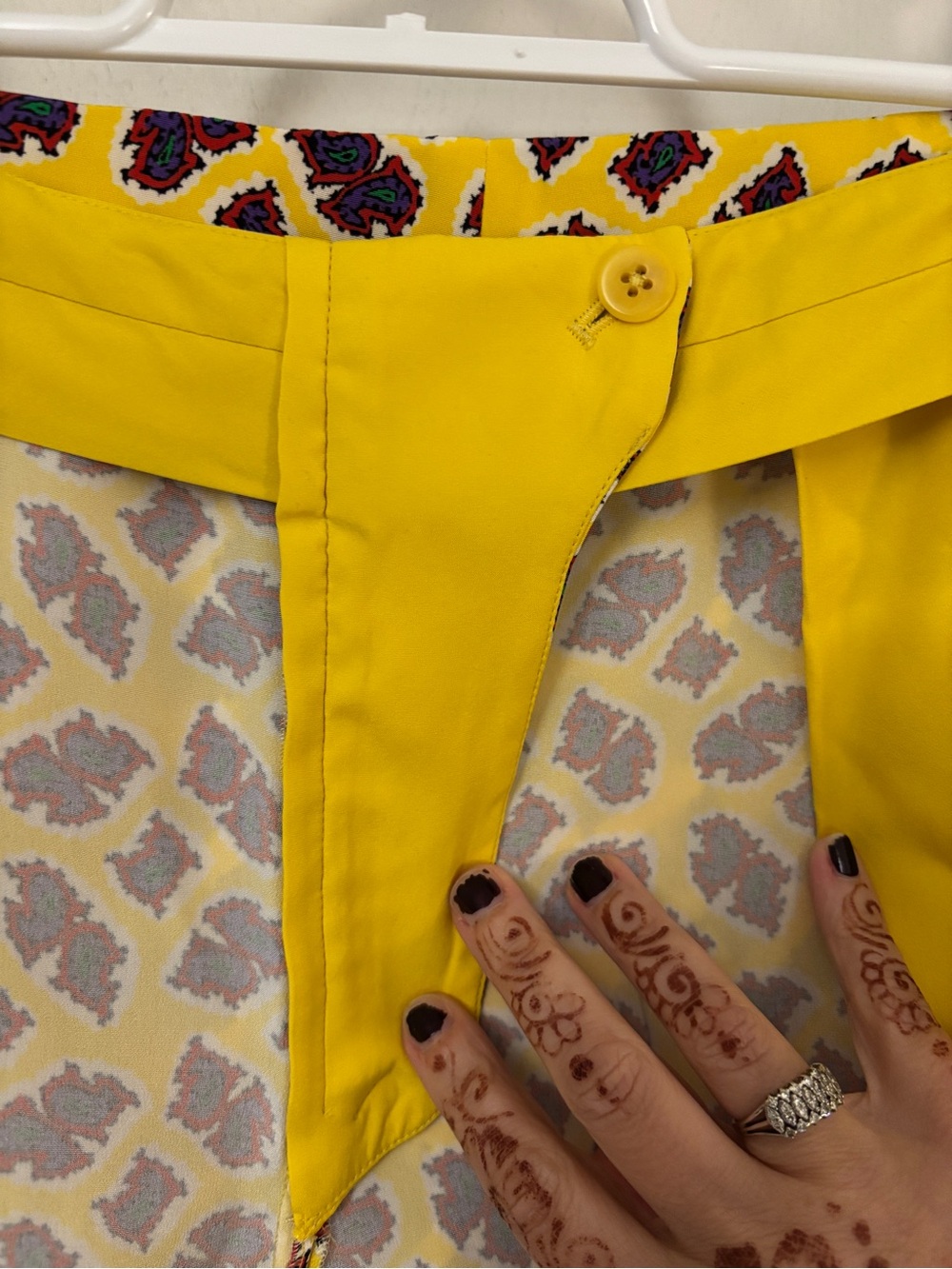 Ralph Lauren Collection Yellow Silk Paisley Pants Size 6 Simone Preppy Luxury - Picture 8 of 16